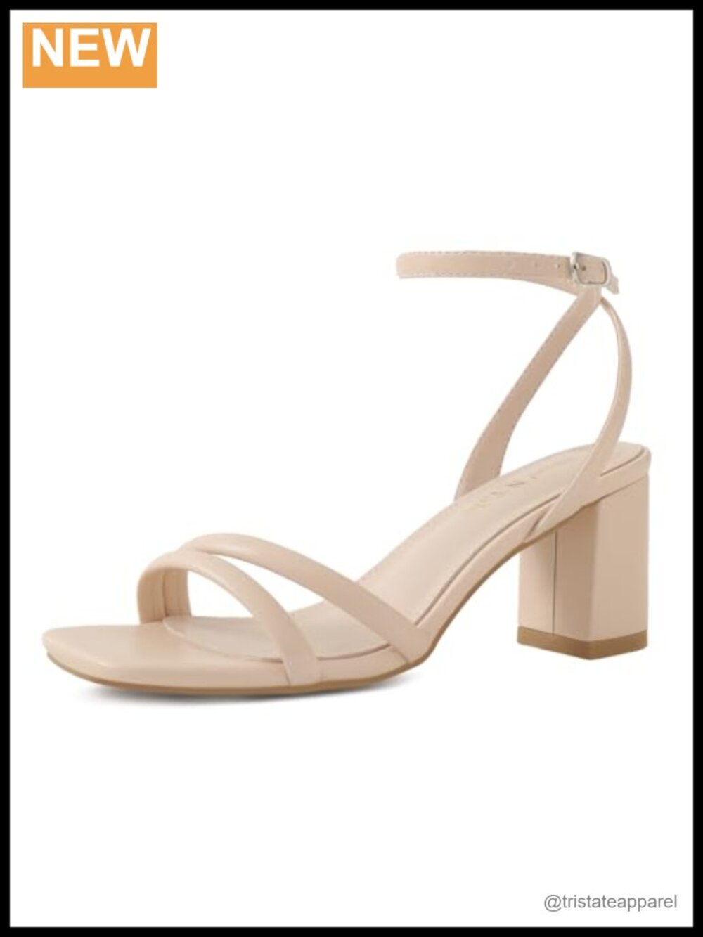 Strappy Chunky Block Heeled Sandals Square Toe Ankle Buckle Women's Heels